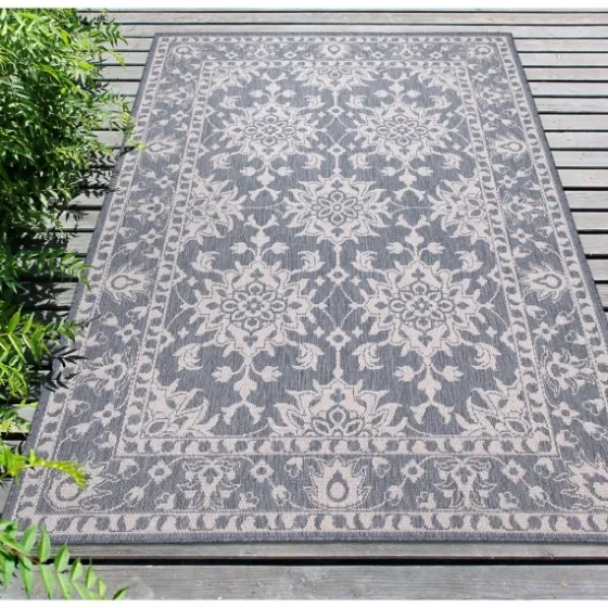 Irene Blue Daffodil Outdoor Area Rug, 7X9-Kirkland's Home Cheap