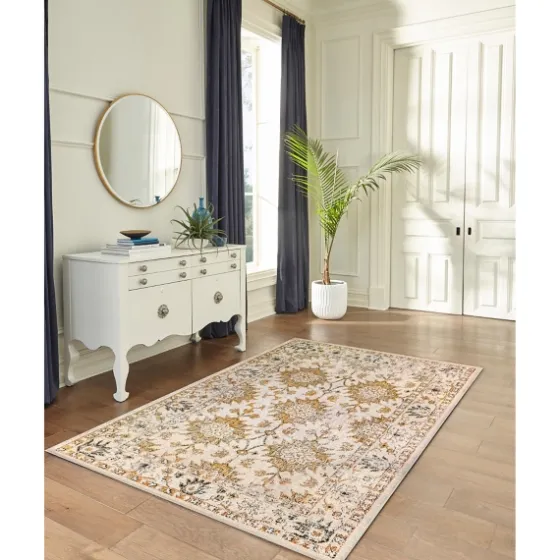 Irene Yellow Daffodil Outdoor Area Rug, 4X7-Kirkland's Home Outlet