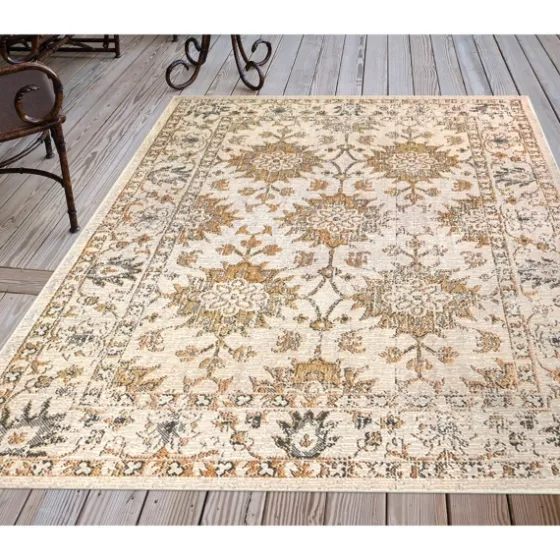 Irene Yellow Daffodil Outdoor Area Rug, 4X7-Kirkland's Home Outlet
