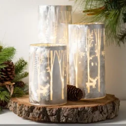 Iridescent Reindeer Led Pillar Holders, Set Of 3-Kirkland's Home Online