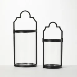 Iron And Glass Svelte Lanterns, Set Of 2-Kirkland's Home Fashion