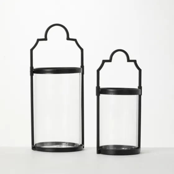 Iron And Glass Svelte Lanterns, Set Of 2-Kirkland's Home Fashion