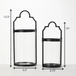 Iron And Glass Svelte Lanterns, Set Of 2-Kirkland's Home Fashion