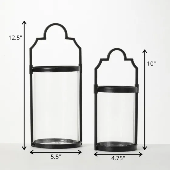 Iron And Glass Svelte Lanterns, Set Of 2-Kirkland's Home Fashion