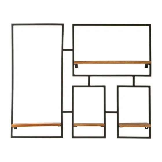 Iron Frame Four Wooden Wall Shelf-Kirkland's Home Fashion