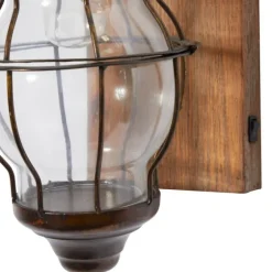 Iron Glass Incased Wood Back Led Wall Sconce-Kirkland's Home Shop