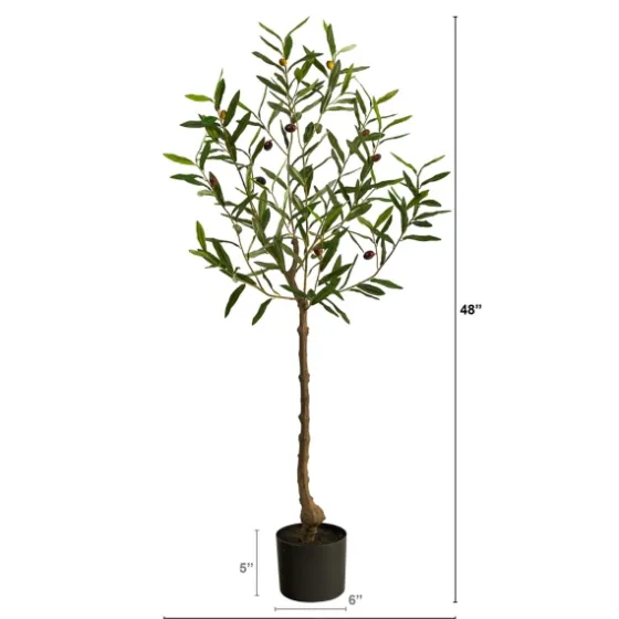 Italian Olive Tree In Black Nursery Planter, 4 Ft.-Kirkland's Home Fashion