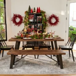 Ivan Wood And Metal Dining Bench-Kirkland's Home Fashion