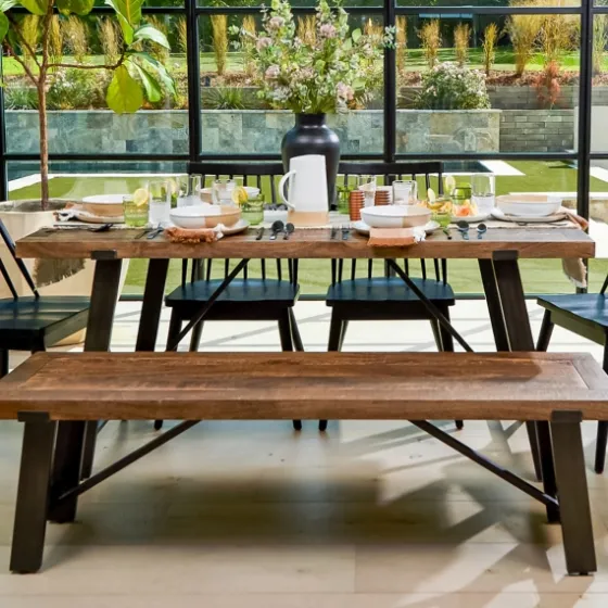 Ivan Wood And Metal Dining Bench-Kirkland's Home Fashion