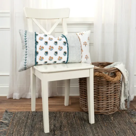 Ivory & Multicolor Botanical Lumbar Pillow-Kirkland's Home Shop