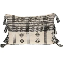 Ivory And Black Boho Stripes Lumbar Pillow-Kirkland's Home New