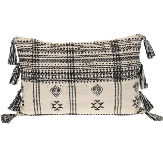 Ivory And Black Boho Stripes Lumbar Pillow-Kirkland's Home New