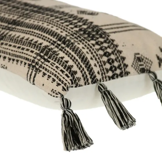 Ivory And Black Boho Stripes Lumbar Pillow-Kirkland's Home New