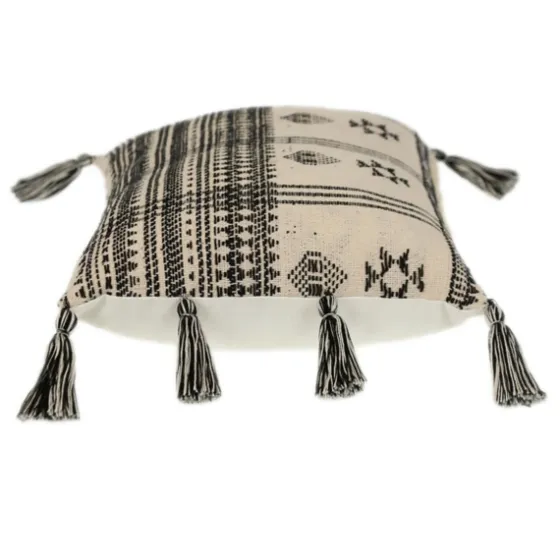Ivory And Black Boho Stripes Lumbar Pillow-Kirkland's Home New