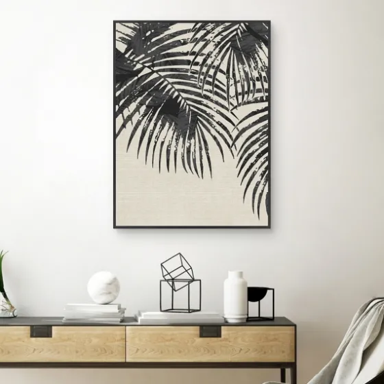 Ivory And Black Palms Canvas Art Print-Kirkland's Home Clearance