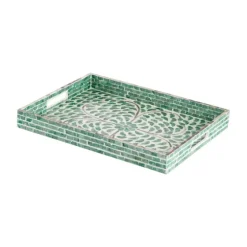 Ivory And Clover Mosaic Capiz Shell Tray, 15 In.-Kirkland's Home Best Sale