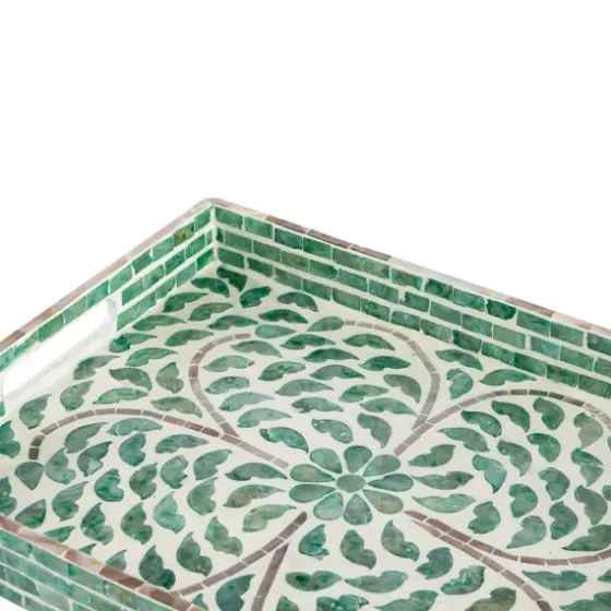 Ivory And Clover Mosaic Capiz Shell Tray, 15 In.-Kirkland's Home Best Sale