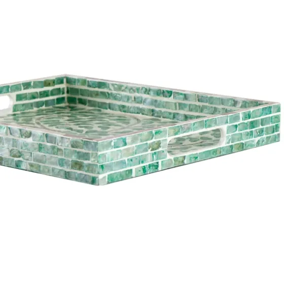 Ivory And Clover Mosaic Capiz Shell Tray, 15 In.-Kirkland's Home Best Sale