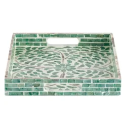 Ivory And Clover Mosaic Capiz Shell Tray, 15 In.-Kirkland's Home Best Sale