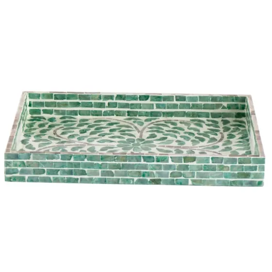 Ivory And Clover Mosaic Capiz Shell Tray, 15 In.-Kirkland's Home Best Sale