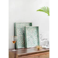 Ivory And Clover Mosaic Capiz Shell Tray, 15 In.-Kirkland's Home Best Sale