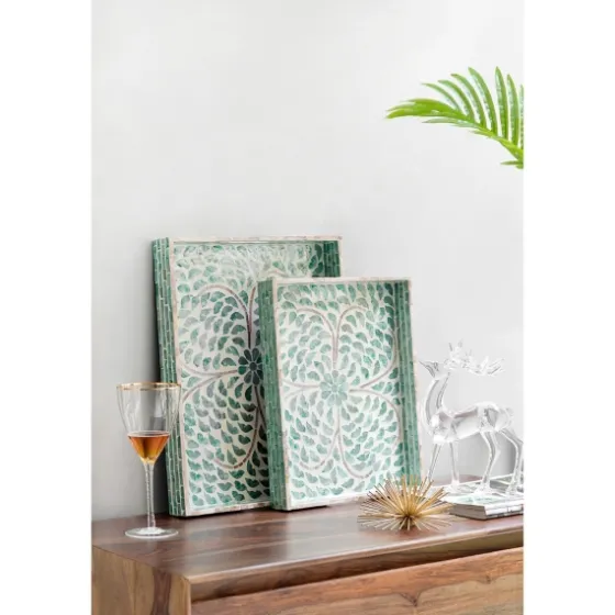 Ivory And Clover Mosaic Capiz Shell Tray, 15 In.-Kirkland's Home Best Sale