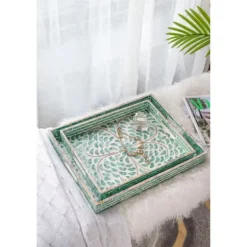 Ivory And Clover Mosaic Capiz Shell Tray, 15 In.-Kirkland's Home Best Sale