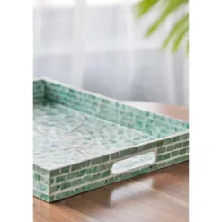 Ivory And Clover Mosaic Capiz Shell Tray, 17 In.-Kirkland's Home Best Sale
