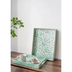Ivory And Clover Mosaic Capiz Shell Tray, 17 In.-Kirkland's Home Best Sale