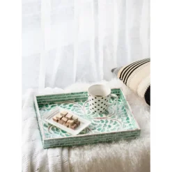 Ivory And Clover Mosaic Capiz Shell Tray, 17 In.-Kirkland's Home Best Sale