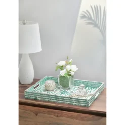 Ivory And Clover Mosaic Capiz Shell Tray, 17 In.-Kirkland's Home Best Sale