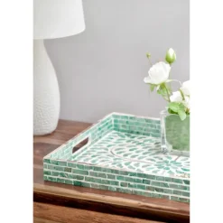 Ivory And Clover Mosaic Capiz Shell Tray, 17 In.-Kirkland's Home Best Sale