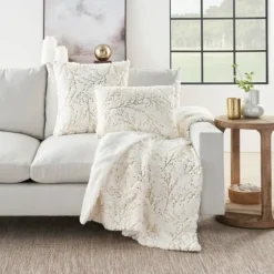 Ivory And Gold Metallic Branches Throw-Kirkland's Home Shop