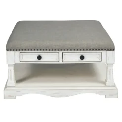 Ivory And Gray Upholstered Square Coffee Table-Kirkland's Home Best