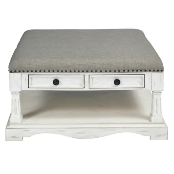 Ivory And Gray Upholstered Square Coffee Table-Kirkland's Home Best