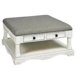 Ivory And Gray Upholstered Square Coffee Table-Kirkland's Home Best