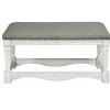Ivory And Gray Wooden Upholstered Bench-Kirkland's Home Flash Sale