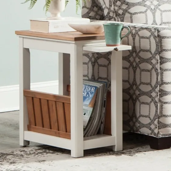 Ivory And Natural Wood Magazine Shelf Accent Table-Kirkland's Home Sale