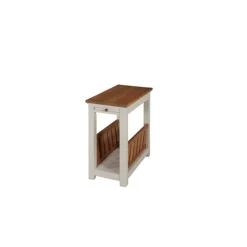 Ivory And Natural Wood Magazine Shelf Accent Table-Kirkland's Home Sale