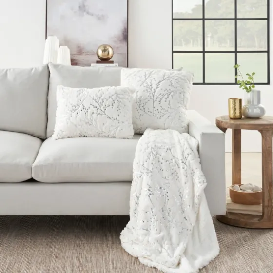 Ivory And Silver Metallic Branches Throw-Kirkland's Home Hot