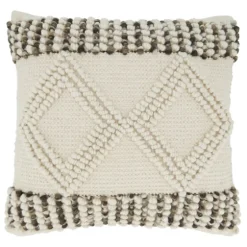 Ivory Diamond Woven Textured Polyester Pillow-Kirkland's Home Outlet