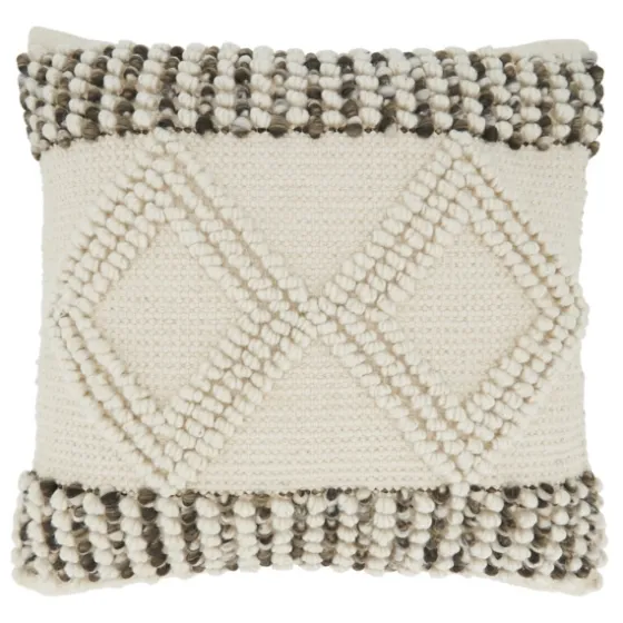 Ivory Diamond Woven Textured Polyester Pillow-Kirkland's Home Outlet