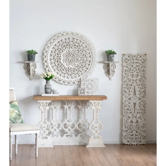 Ivory Distressed Carved 2-Pc. Wall Shelf Set-Kirkland's Home Best