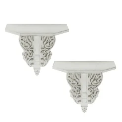 Ivory Distressed Carved 2-Pc. Wall Shelf Set-Kirkland's Home Best