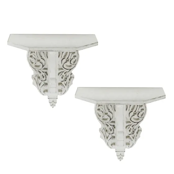 Ivory Distressed Carved 2-Pc. Wall Shelf Set-Kirkland's Home Best