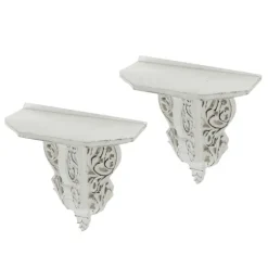 Ivory Distressed Carved 2-Pc. Wall Shelf Set-Kirkland's Home Best
