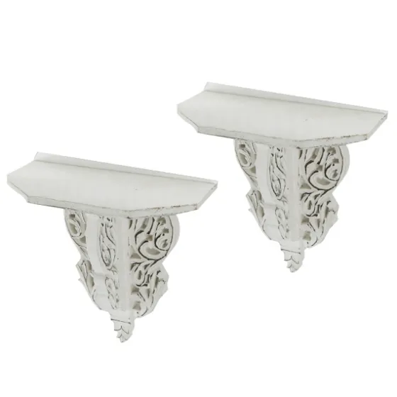 Ivory Distressed Carved 2-Pc. Wall Shelf Set-Kirkland's Home Best