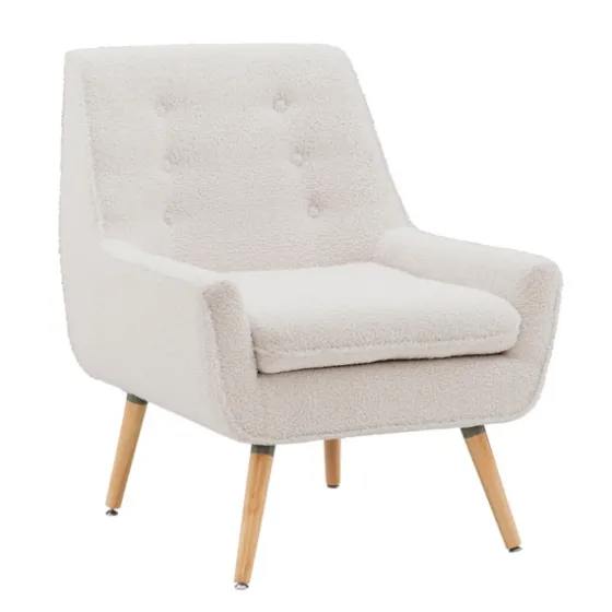 Ivory Faux Sherpa Tufted Accent Chair-Kirkland's Home Online