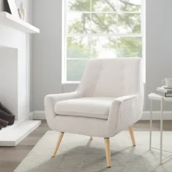 Ivory Faux Sherpa Tufted Accent Chair-Kirkland's Home Online