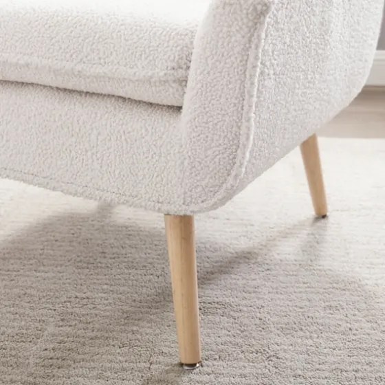 Ivory Faux Sherpa Tufted Accent Chair-Kirkland's Home Online